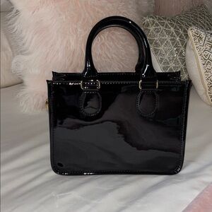 Black J Crew Patent Crossbody Tote Bag - Sleek Women’s Shoulder Bag